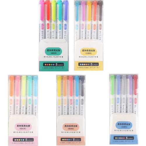 Double Headed Nib 1.2MM 3.8MM Highlighter Marker Pen 25 Colored Fluorecent Pastel Makers Pens For Drawing Skewing Painting