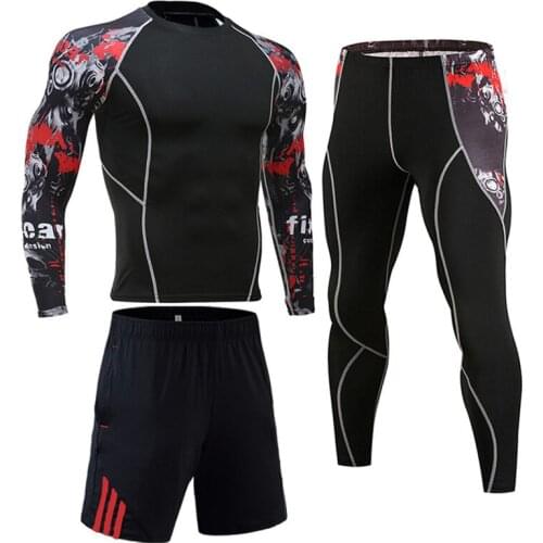 Mens compression suits, gym tights, running and training suits