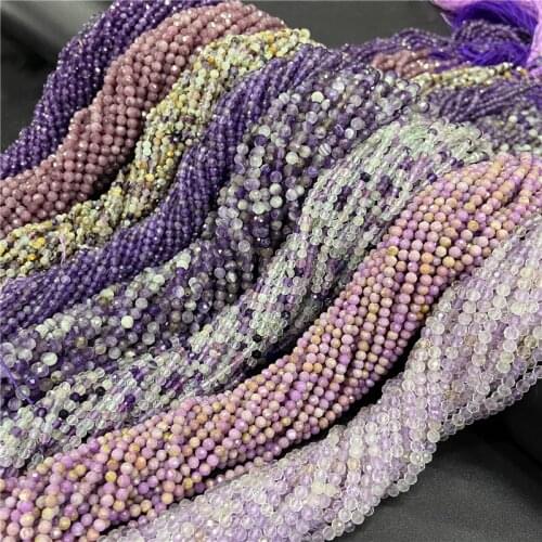 Natural Stone Purple Amethysts Agat Quartzs 3mm Small Round Section Stone Loose Bead for Jewelry Makng DIY Bracele Necklace