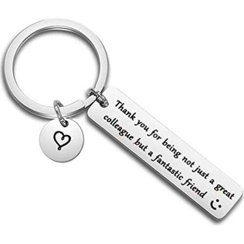 Stainless Steel Charm Keychain Engraved Thank You Colleague Fantastic Friend Key Ring Women Men Company Colleague Keyring Gifts