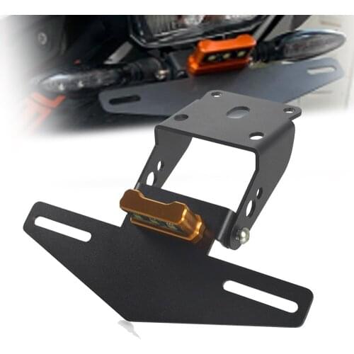 New Motorcycle Rear License Plate Tail Frame Holder Bracket With LED Light For 125 250 390 2017 2018 2019 2020 2021 Accessories
