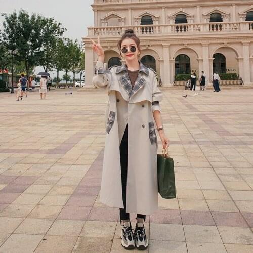 Spring and autumn new trendy womens fashion trendy color contrast windbreaker