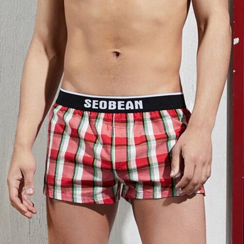 New SEOBEAN Mens shorts Low-rise home cotton shorts Pajama fashion shorts 3 colors