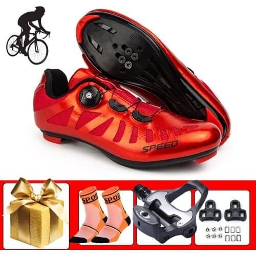 Road Bike Shoes Men Cycling Sneakers Add SPD-SL Pedals Breathable Ultra-light Wear-resistant Riding Bicycle Footwear Superstar