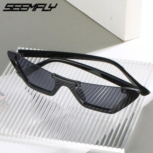 Seemfly Cat Eye Sunglasses Women Vintage Eyewear Small Half Frame Female Fashion Classic Shades UV400 Cool Sun Glasses Mirror