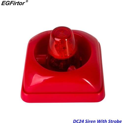 Security Alarm Speaker With Flash LED DC24V Alarm Siren Louder 100dB Fire Siren With Strobe For Conventional Fire Alarm System