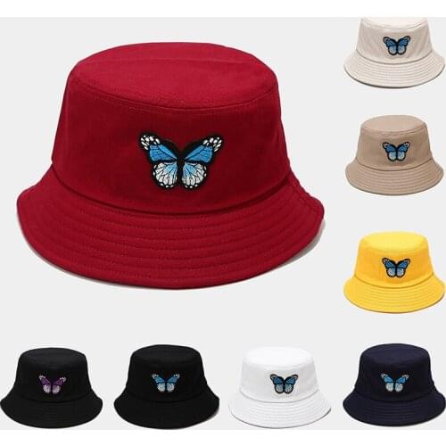 Butterfly Panama Bob Bucket Hats Summer Mens Women Fisherman Sun Shade Hat Korean Black Caps Outdoor Sunscreen Cap Gorras
