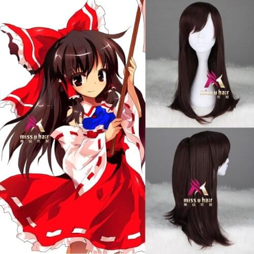 Hakurei Reimu Wigs TouHou Project Remilia Scarlet Cosplay Wig Long Curly Wavy Resistant Synthetic Hair for Women Anime+wig cap
