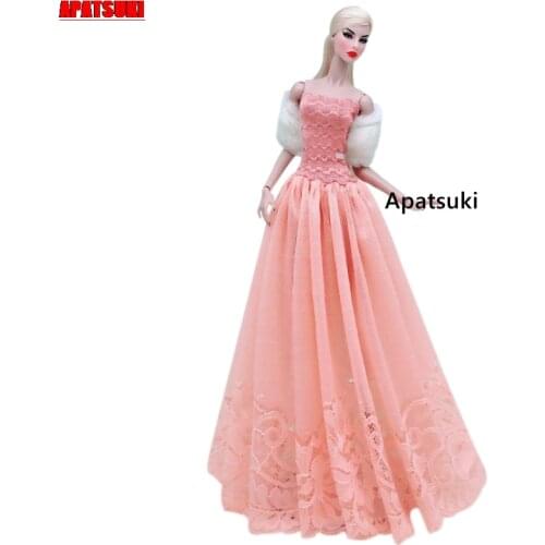 Pink Princess Dress For Barbie Doll Clothes Set Fashion Doll Outfits Vestidoes Gown & Shawl 1/6 BJD Dolls Accessories Kid Toys