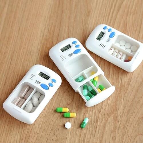 Portable Electronic Pill Reminder Houseold Drug Alarm Timer Electronic Box Organizer with LED Display Alarm Clock Remind Boxs