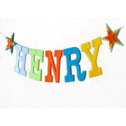 Handmade baby shower banner custom baby name bunting hot rainbow letter birthday garlands party decorations nursery garland flag