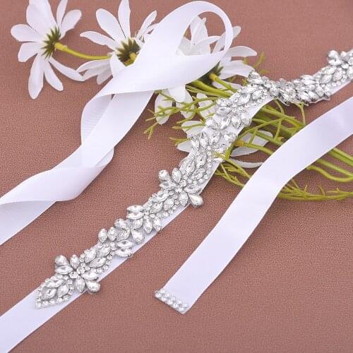 ZMS429-S Wedding Rhinestone Applique Female Belt for Dress Evening Dresses Bridal Womens Belts Fashion Brides Accessories