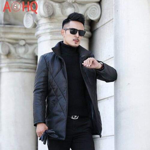 Genuine Sheepskin Leather Jacket Men Winter Mens Down Jackets 5XL Korean Style Clothes Casual Coat Hommes Veste LXR885