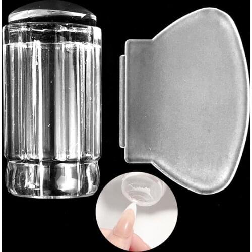 Nail Stamper Scraper Set DIY Stamping Nail Art Jelly Silicone Seal Printing Tips French Manicure Crescent Shape Nail Templates