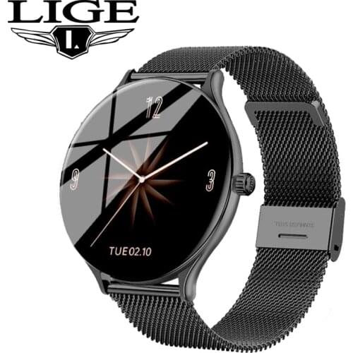 LIGE New Women Watch Full Touch Screen Smart Watch Men Heart Rate Blood Pressure Call Reminder Function Sport Smartwatch Box