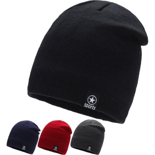 Stylish Skullies Beanies Winter Men Hat Thick Warm Winter Men Hat Thick Caps Beanies Cap Solid Color Knitted Mens Hats