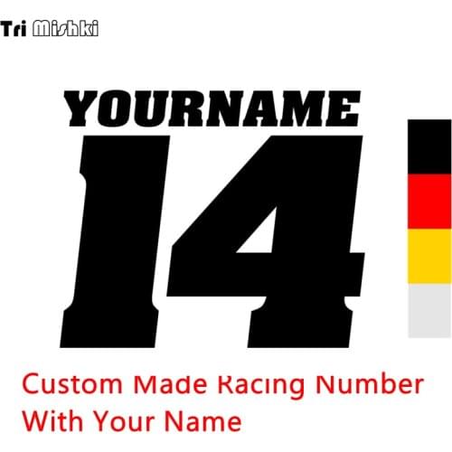 Tri mishki HZX1344 Custom Made racing number With Your Name car sticker Vinyl Decals Motorcycle Accessories sticker reflective