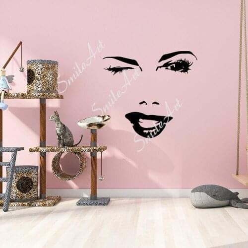 Cartoon Style Eyelash Environmental Protection Vinyl Stickers For Bedroom Decoration Wall Art Decal