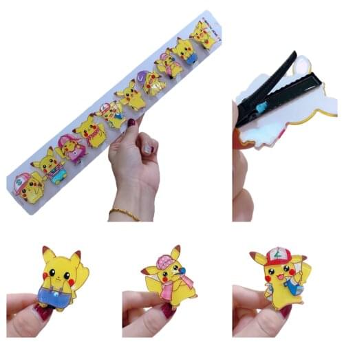 Pokemon Pikachu Girl Hairpin Cute Anime Cartoon Hair Accessories Mixed Style Side Clip Bangs Duckbill Clip Party Holiday Gift