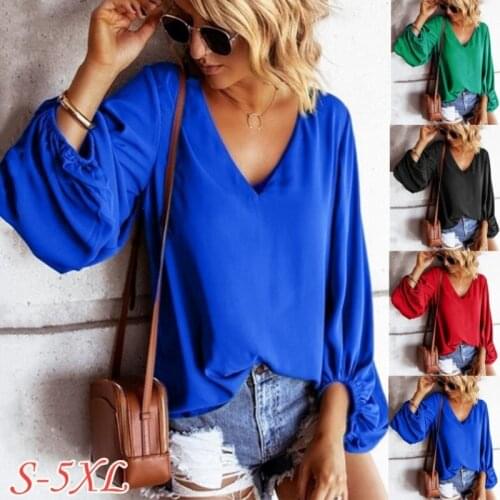 Women v-neck long sleeve chiffon shirt 2021 autumn fashion casual loose chic blouses shirt top vintage solid sexy ol chiffon top