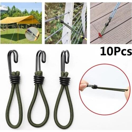 10Pcs Outdoor Economic Tough Elastic Tent Bungee Rope Camping Canopy Luggage Stretch Buckle Ground Nail Strap -40