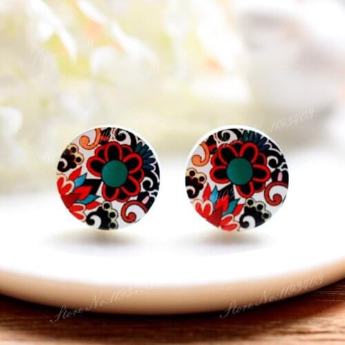 16mm Flower Round High Quality Photo Wood Laser Cut Cabochon to make Rings, Earrings,Bobby pin,Necklaces, Bracelets-(WEH-332)