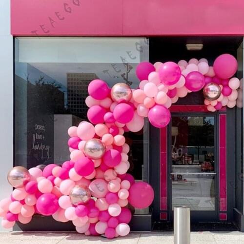 168pcs Rose Red Balloons Garland Arch Macaron Pastel Pink Ballon Kit Baby Shower Birthday Party Wedding Anniversary Decorations
