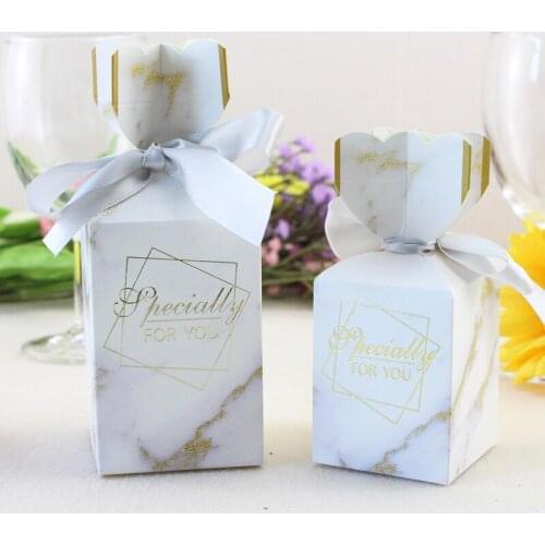 2019 10pcs/lot Marble Candy Boxes Gift Bag Wedding Gift Box Baby Shower Favors Birthday Party Wedding Decoration Chocolates box