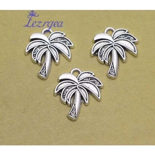 25pcs/lot--14x18mm, Coconut tree chams, Antique silver plated palm tree charms,DIY supplies, Jewelry accessories
