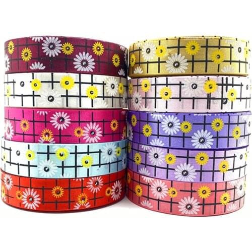 5Yards 25mm Printed Small Gloral Pattern Segment With Christmas Ribbon Used For Christmas Decoration DIY Sewing Fabric
