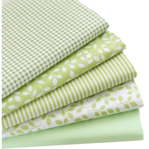 6pcs 40*50 DIY Green Cotton Fabric Stripe Tree leaves Printed Plaid Cloth Handmade Needlework Material For Sewing Patchwork
