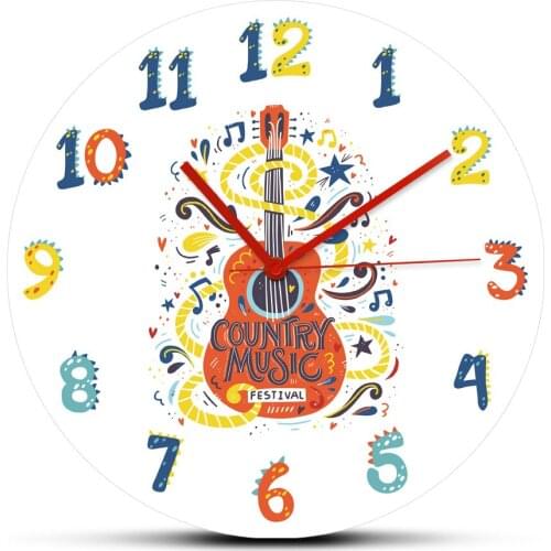 Acoustic Guitar Country Music Nashville Large Acrylic Wall Hanging Clock Don't Forget Me Film Industry Fashion Wall Art Watch