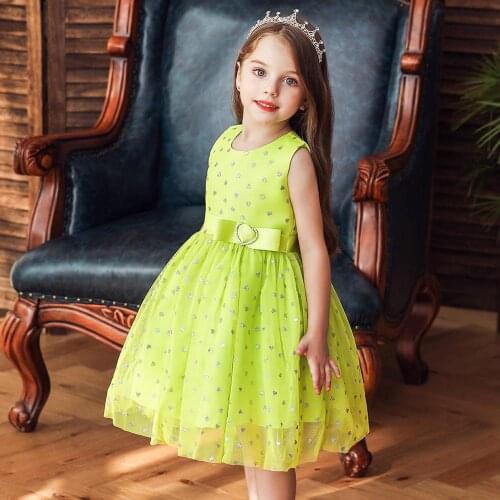 Green pink black Kids Cocktail party Dresses Girls Princess dress baby girl flower wedding dress for Birthday 8 10M 1 2 3 4 5 6T