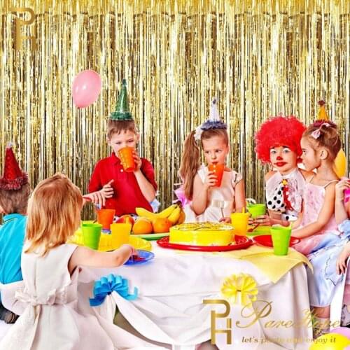 Birthday Party Backdrop Curtais Fringe Tinsel Foil Rain Curtain Kids Unicorn Party Wedding Backdrop Photo Booth Wall Drape Decor