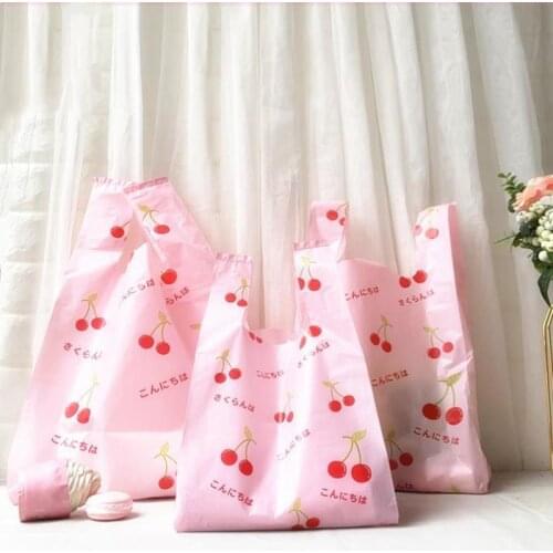 Fruit Series Portable Plastic Bag Food Take Away Packaging Bags Cake Wrapping Vest Gift Bag Supermarket Supply 50pcs/lot
