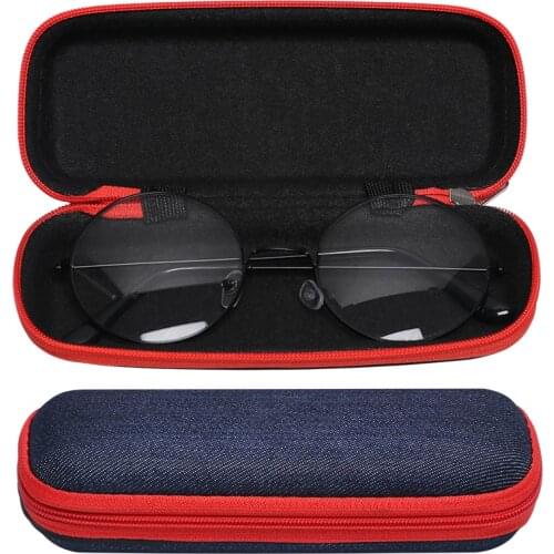 Denim Fabric Glasses Box Zipper Sunglasses Protection Crush Resistance Container Eyeglasses Case TravelReading Glasses Carry Bag