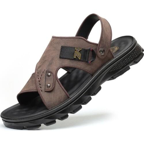 HKWZ Men's Leather Sandals