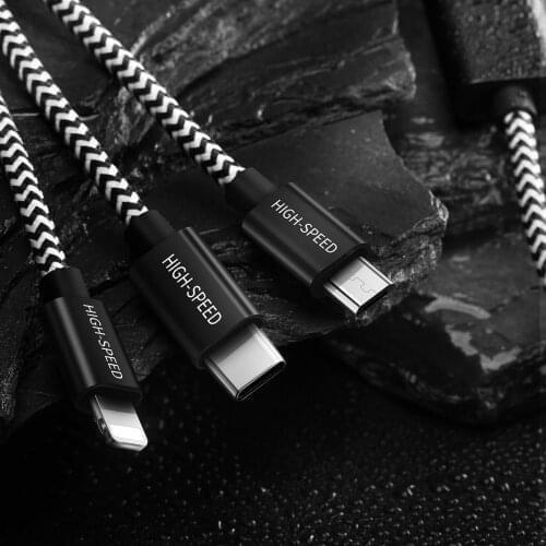 3 in 1 Micro USB Type-C Cable For iPhone 11 Xs XR Huawei P40 P30 P20 Xiaomi Mi 10 Poco F2 Pro Samsung S20 M21 Fast Charging Wire