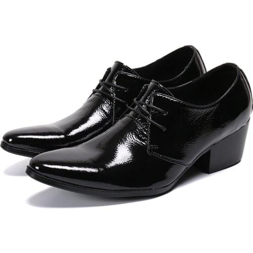 Classic black fashion Hidden High heels shoes for men oxford leather shoes men formal office business male gents sepatu pria