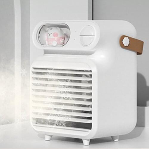 Air Conditioner Evaporative Air Cooler Humidifier Fan Rechargeable 4000mAh with 150ml Ice Water Tank for Room Indoor