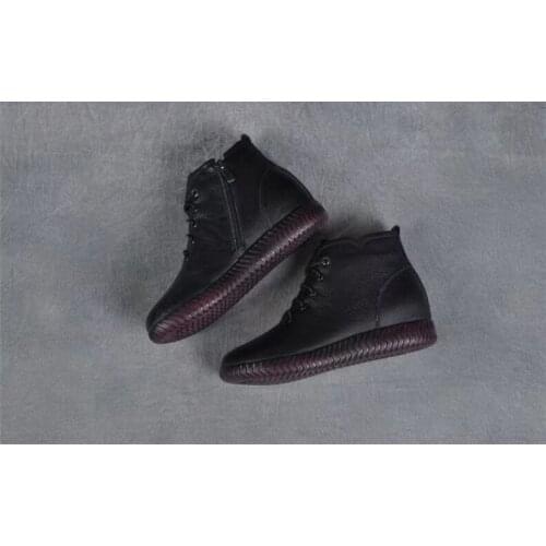 Flat Lace Up Ankle Boots For Women High Top Leather Shoes Red Short Boot Womens Shoes Spring 2021 Womens