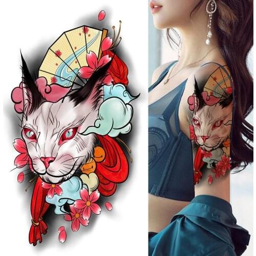 Colorful The Cat Demon Temporary Tattoo Stickers For Men Women Arm Body Art Fake Tattos Animal Flash Decals Tatoos Waterproof