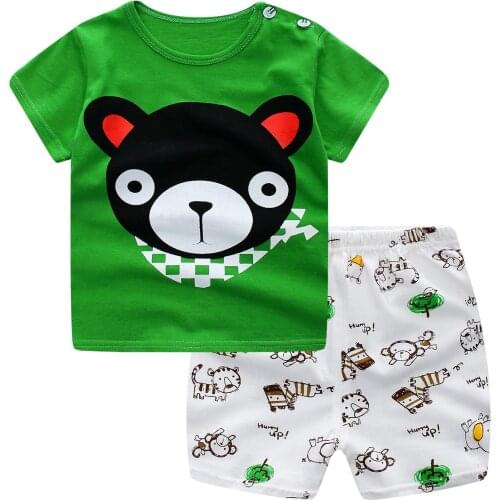Summer Green Bear Clothing For Baby Infant Kids Boys Clothes Toddler Outfit Boys Tracksuit Casual Costume Baby Summer Wear