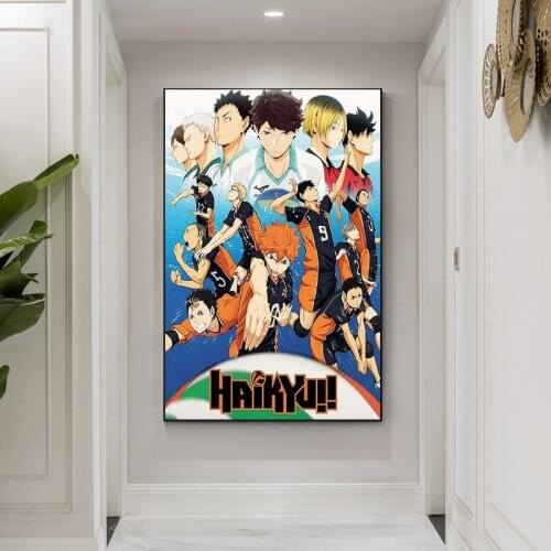 2021 Hot Japan Anime Haikyuu!! Volleyball Boy Cartoon Silk Poster Modular Painting Anime Posters Wall Decoration