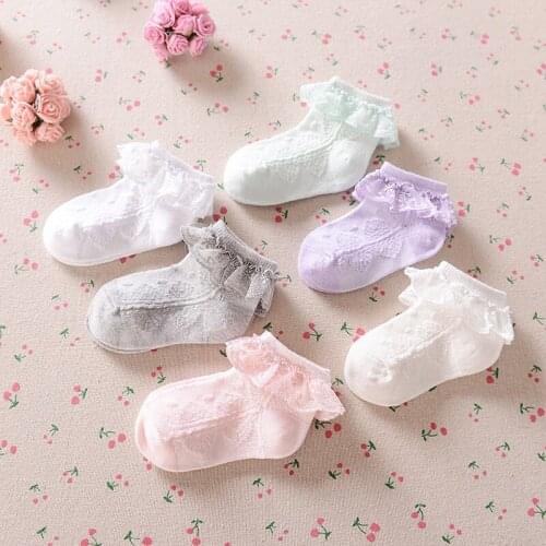 Cute Baby Lace Socks Candy Color Socks Children Clothes- Accessories Baby Girl kids Princess Socks 6 colors Summer Newborn Socks