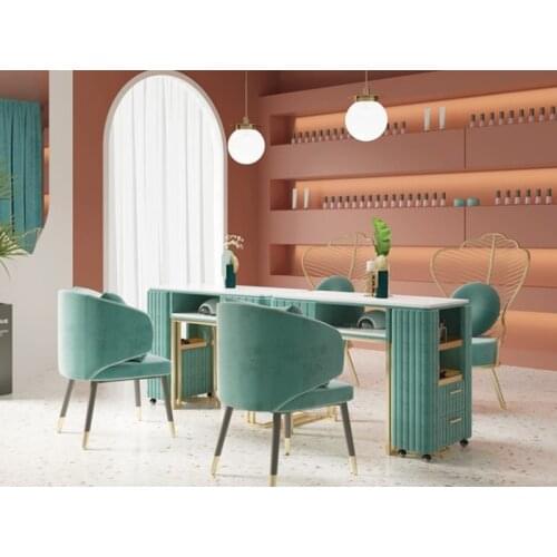 Marble Single Double Manicure Station Nordic INS Nail Table and Chair Set Combination