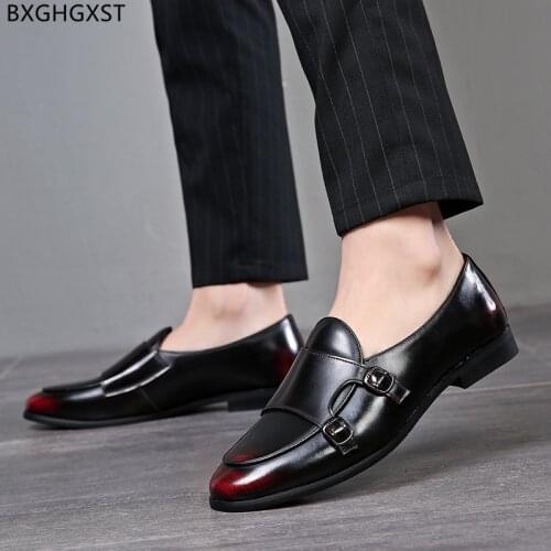 Black Double Monk Strap Shoes for Men 2021 Formal Leather Loafers Men Shoes Dress Shoes Mens Fashion Zapatos De Hombre Chaussure