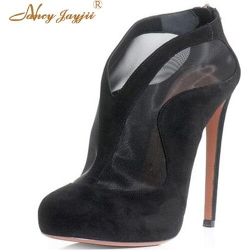 Nancyjayjii Women Hollow Pumps Lace Charming High Heel Black And Red House Hair Womens Heels With Zipper And Flatform 2021