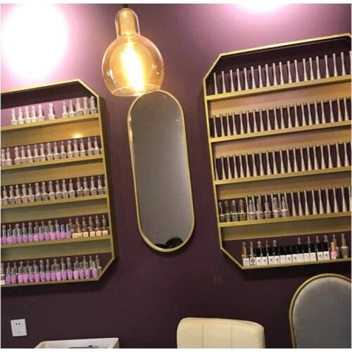 Nordic simple nail shop nail polish wall shelf multi-layer cosmetics display shelf beauty store storage shelf