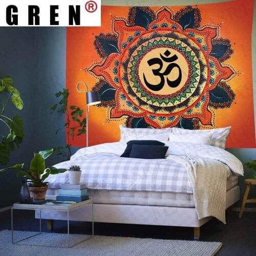 GREN Tapestry Buddhism Mandala Yoga Wall Hanging Sleeping Pad Sandy Beach Throw Towel Rug Blanket Camping Tent Wall Cloth Decor